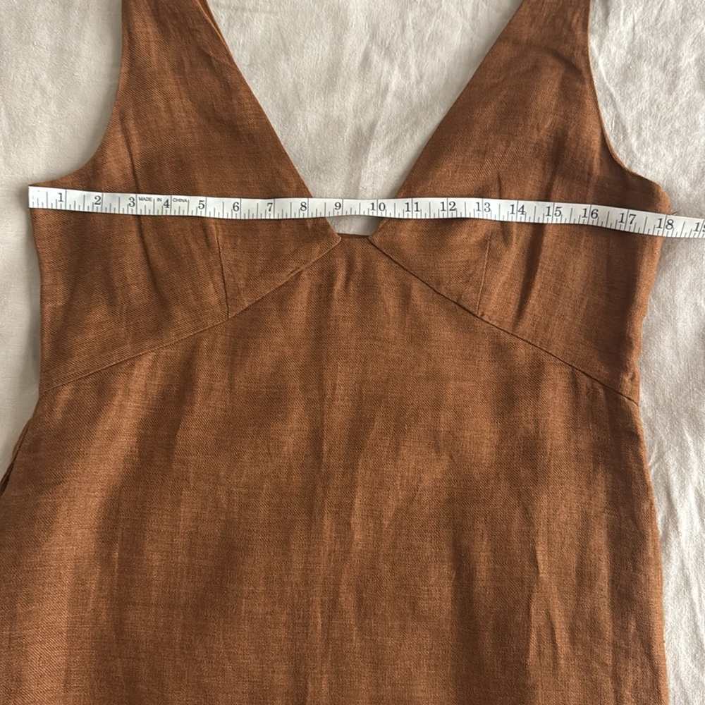 Banana Republic Lina Linen Dress In Warm Clay Brown View 4